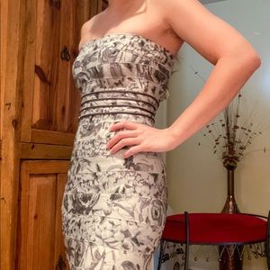 Hervé Leger Gray Beaded Strapless Bandage Dress